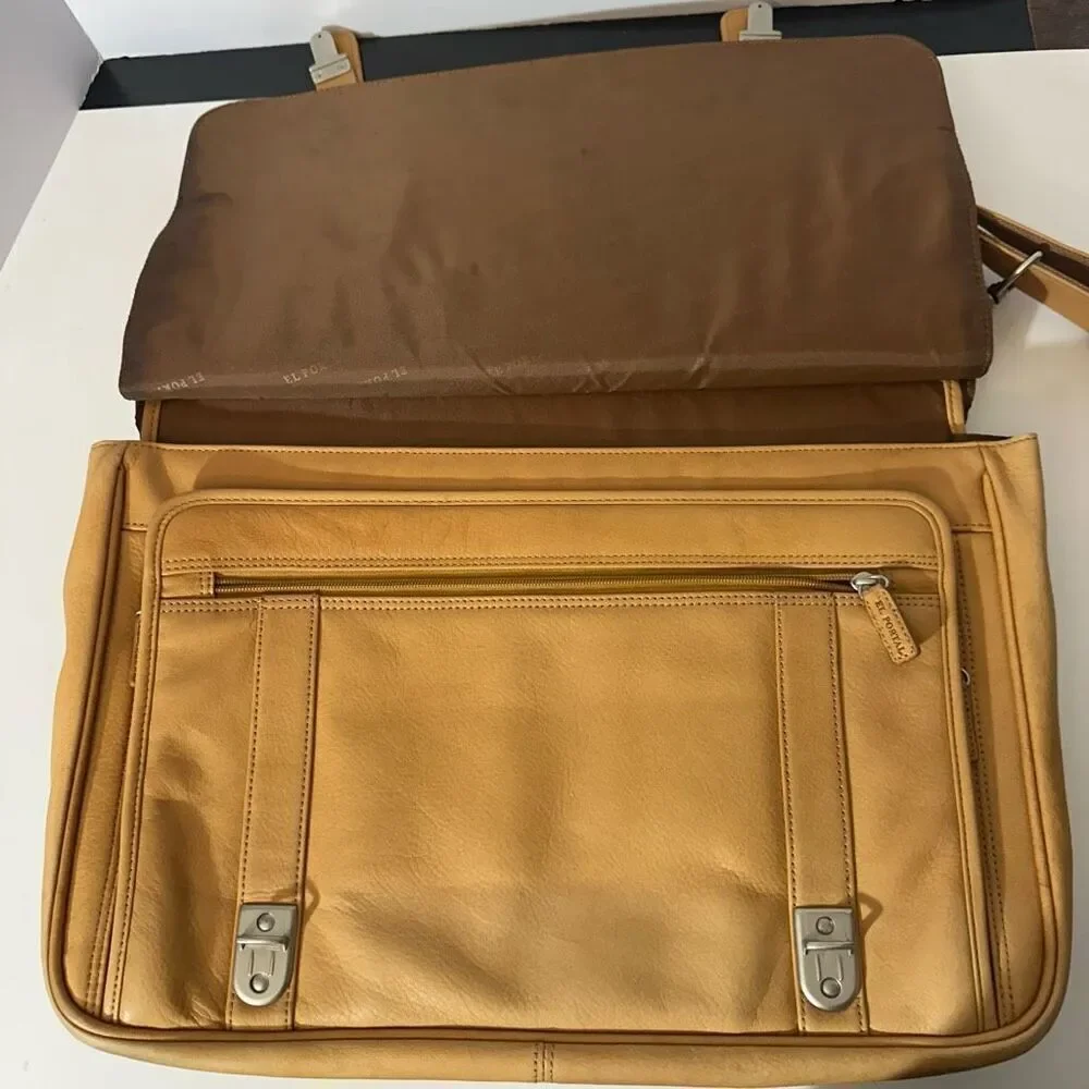El Portal Tan Leather Bag/Lap Top Holder